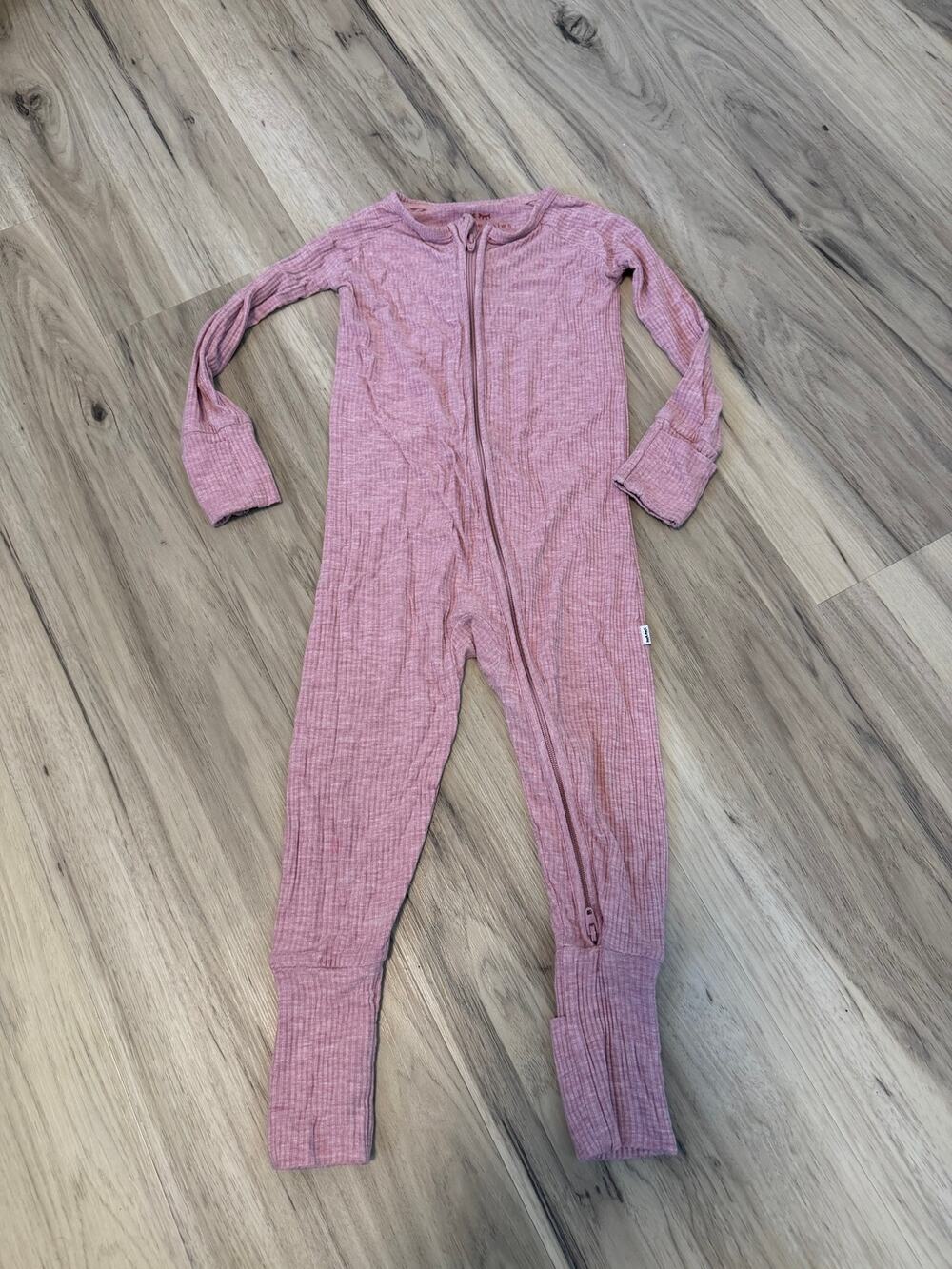 Little Sleepies Rose Colored Ribbed Bamboo Zippy Coverall 12-18 Months